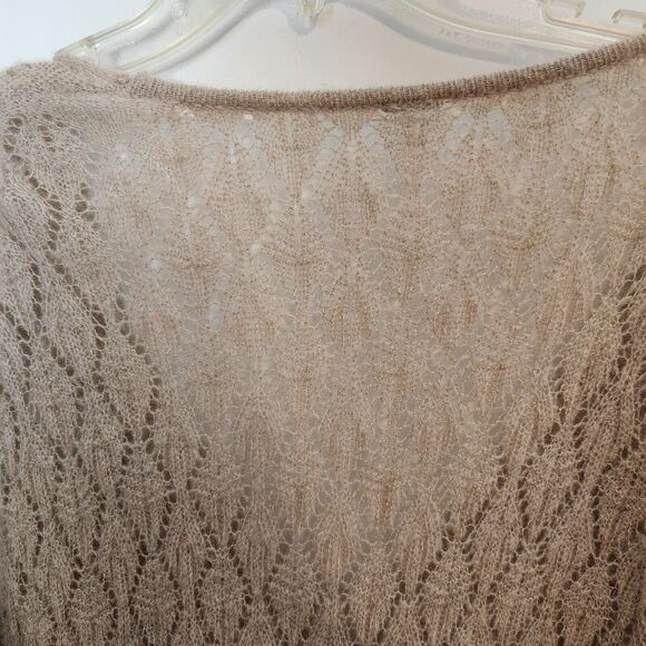 Free People Tunic Sweater Size Large Womens Say Hello Open Knit Oversized Beige - Picture 7 of 12